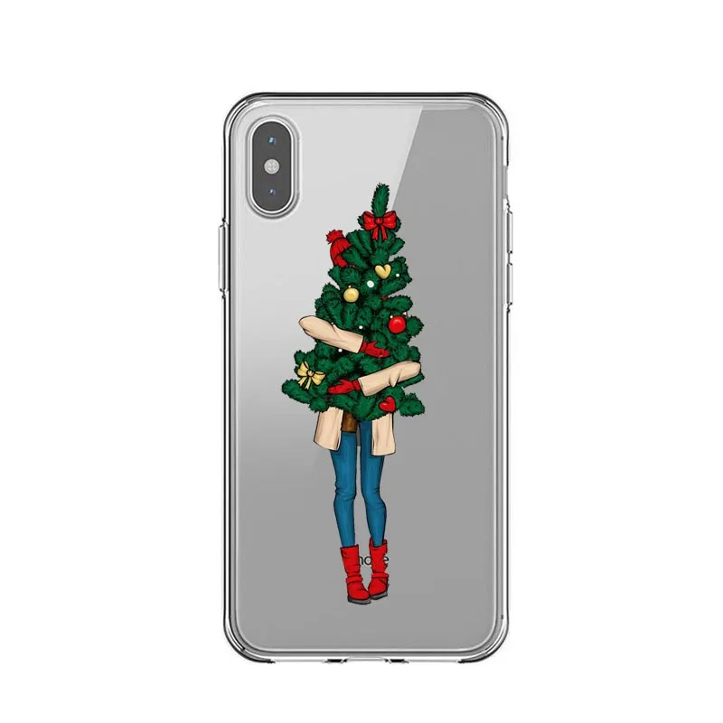 Модный мультяшный Рождественский чехол для iPhone 11 Pro Max Санта Клаус, мягкий чехол для телефона для iPhone 5S, SE 6 7 8 Plus XR XS X Xs Max - Цвет: TPU