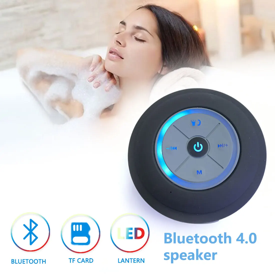 

Mini Bluetooth Speaker Car Subwoofer Handsfree Call Speakers with Waterproof LED Light For Showers Bathroom Pool For IOS Android