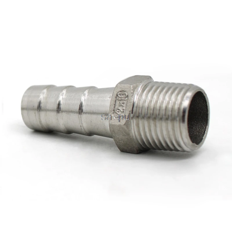 304 Stainless Steel BSP Male Thread Pipe Fitting x 6mm-50mm Barb Hose Tail Pagoda Coupling Connector 1/8" 1/4" 3/8" 1/2" 3/4" 2"