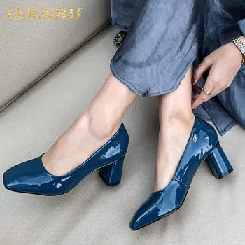 

Sarairis New Arrivals High Quality Sheepskin Office Lady Pumps Woman Shoes Slip-On Chunky High Heels Concise Shoes Women Pumps