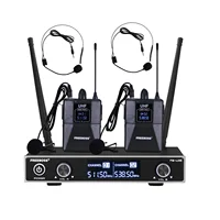 Freeboss-Sistema de micrófono inalámbrico FB-U35H2, accesorio de frecuencia fija UHF de doble vía, incluye 2 Bodypack, 2 unidades, lavalier y auriculares
