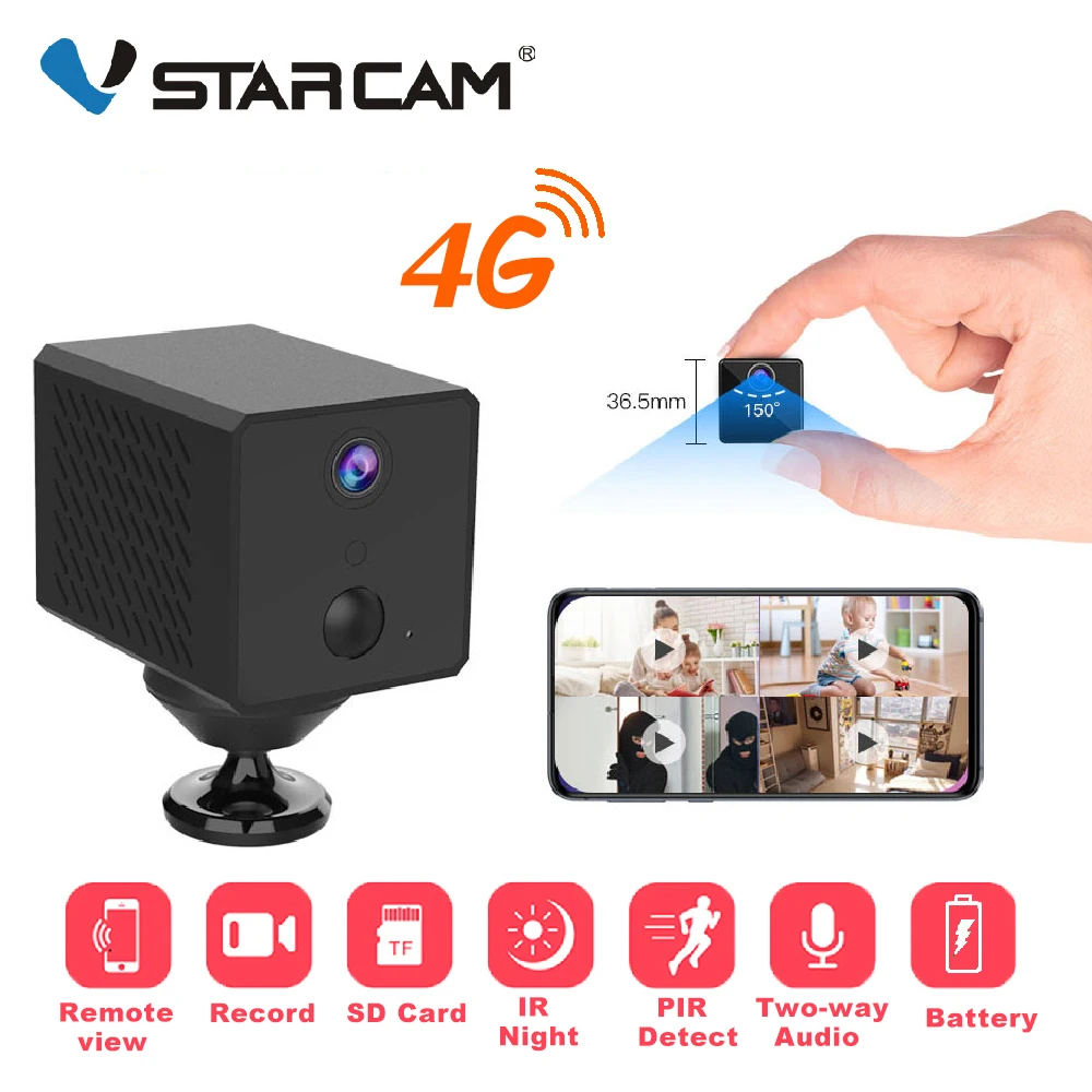 Vstarcam 1080P 4G Battery Mini Camera 4G IP Camera 2600mAh Battery Camera Wifi mini Camera IR Night Surveillance Security Camera