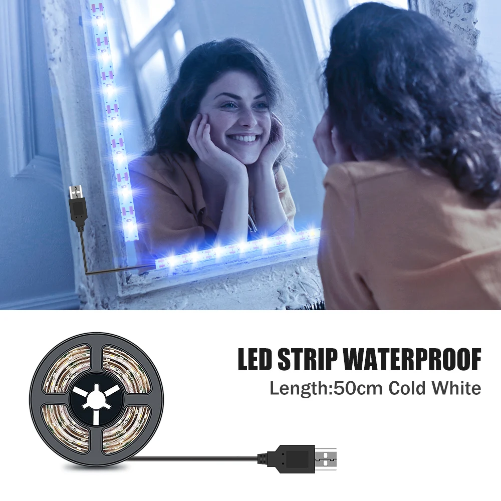 

Vanity Makeup Mirror Light Led Lamp 5V LED Flexible Tape USB Dressing Table mirror Lamp Strip Decor Bathroom 0.5m -5m Cuttable