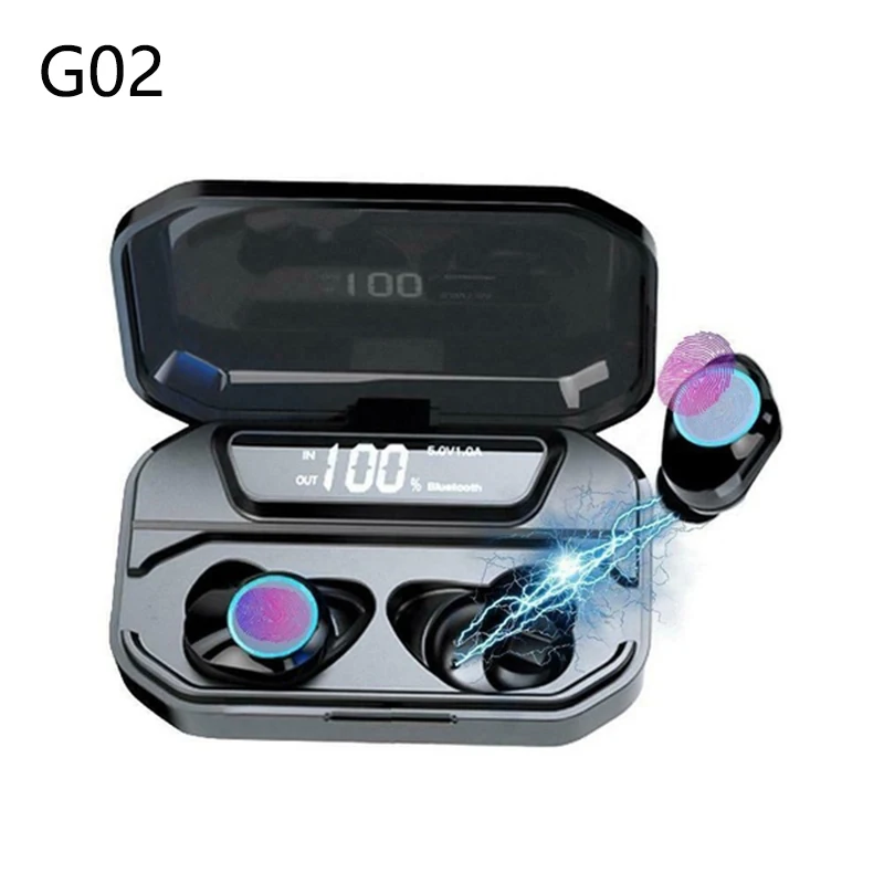 G02 black Tws CVC8.0 с шумоподавлением Мини Bluetooth 5,0 Беспроводные наушники с сенсорным управлением IPX7 водонепроницаемые наушники с функцией автоматического сопряжения - Цвет: G02 black