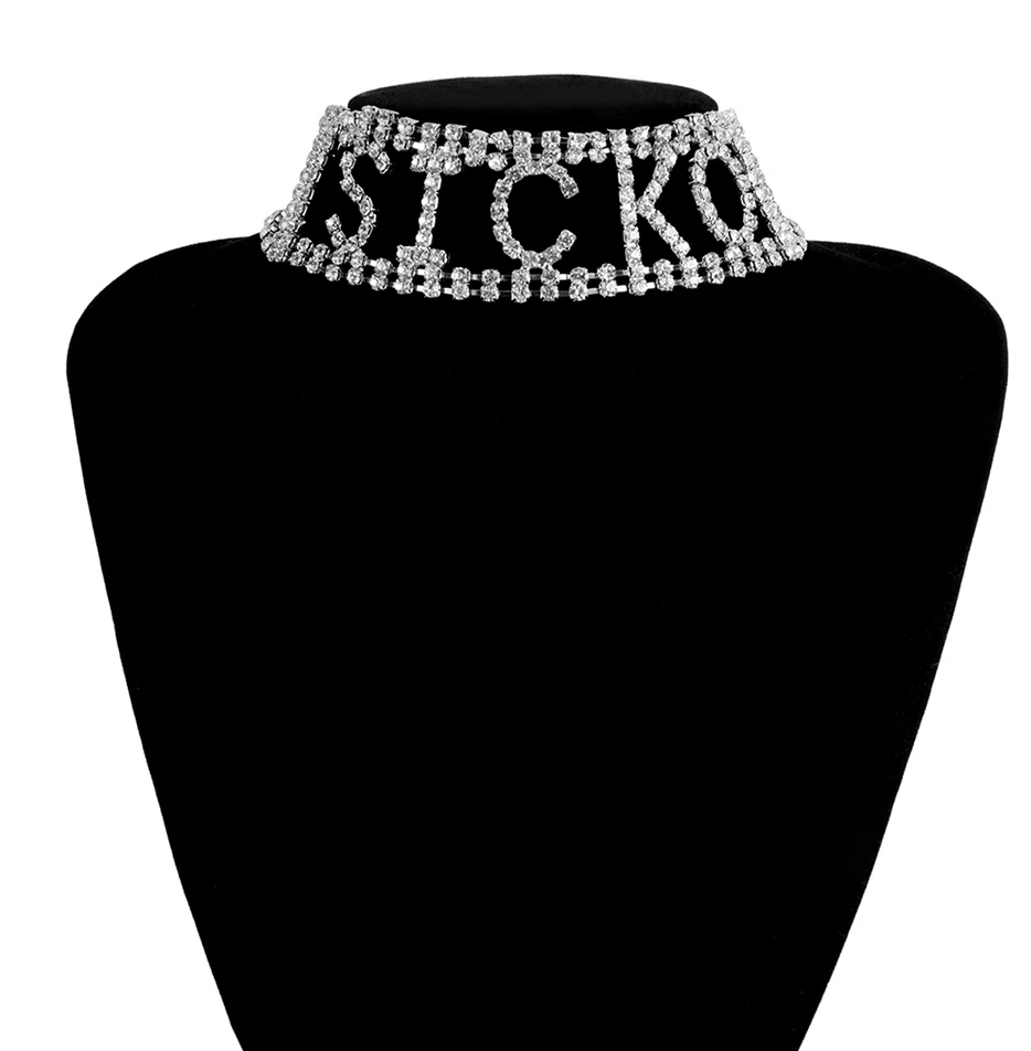 Youvanic, панк, стразы, колье, ожерелье на шею, для женщин, кристалл, серповидная буква, теннисная цепь, ожерелье, роскошные ювелирные изделия 2346