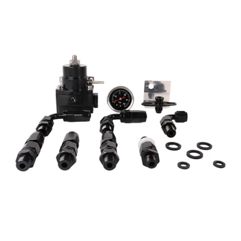 

Black Adjustable Fuel Pressure Regulator Kit An6 Accessories End Universal With Hose Cable