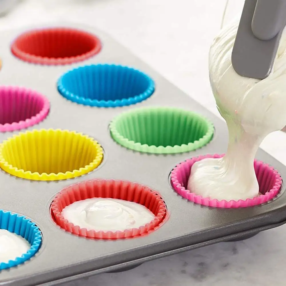 Silicone Cupcake Baking Cups Heavy Duty Silicone Baking Cups Reusable &  Non-stick Muffin Cupcake Liners Holders Set for Party - AliExpress