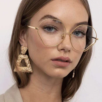 

2020 Wholesale Eyeglasses frames women Men Vintage Titanium Polygon Big blue light glasses optical frame 082401 Computer use