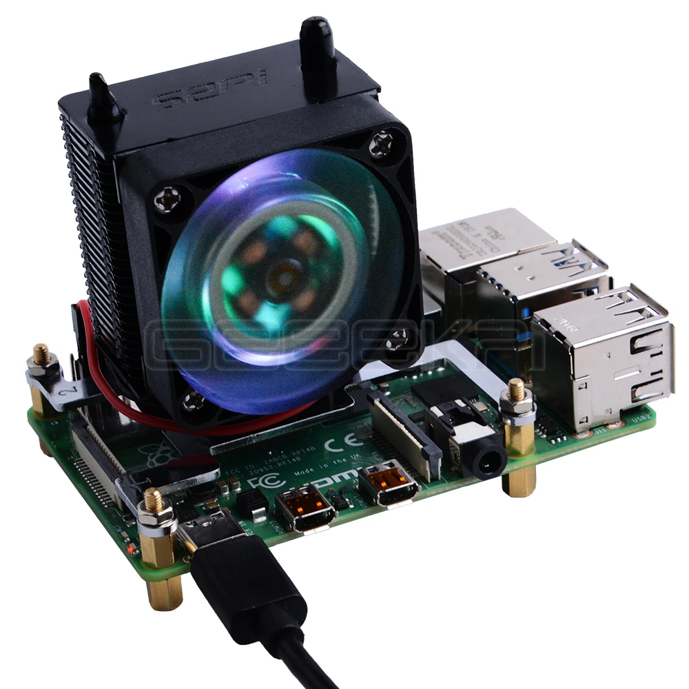 Torre de Gelo Ventilador de Refrigeração Case para Raspberry Suporte de 5 3b + Geeekpi Limpar Preto Super 7 Cores Luz Camadas Acrílico pi 4b - 3b + V2.0 - Imagem 2