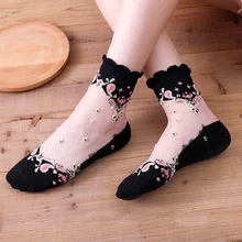 1 пара шорт мягкие Нескользящие удобные сетчатые цветы летние хлопковые модные ретро супер тонкие женские носки кружевные эластичные сексуальные