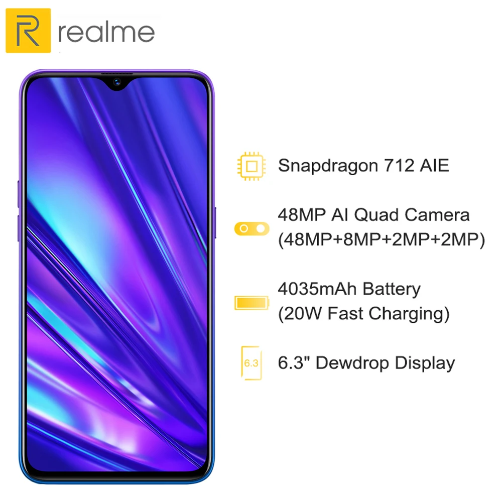  VOOC Fast Charger Mobile Phone Realme 5 Pro 8GB RAM 128GB ROM 6.3