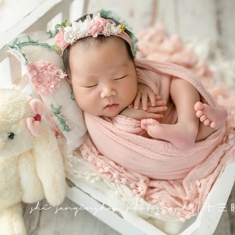 

Newborns Photographic Prop Infant Pose Modeling Pillow Pastoral Style Flower Square Head-Rest Soft Pillow