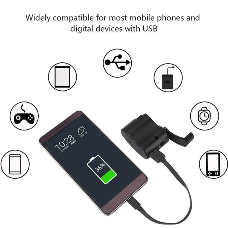 USB рукоятка ручная Динамо-машина телефон аварийное зарядное устройство для Iphone samsung Xiaomi MP4 мобильный телефон планшет блок питания для работы вне помещений
