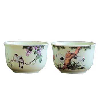 

Tea Cup Ceramic Jingdezhen Tea Bowl 60ml Teacup Teaware Drinkware Handmade Sake Cups 2PCS/Lot As Creative Gifts Decoration Craft