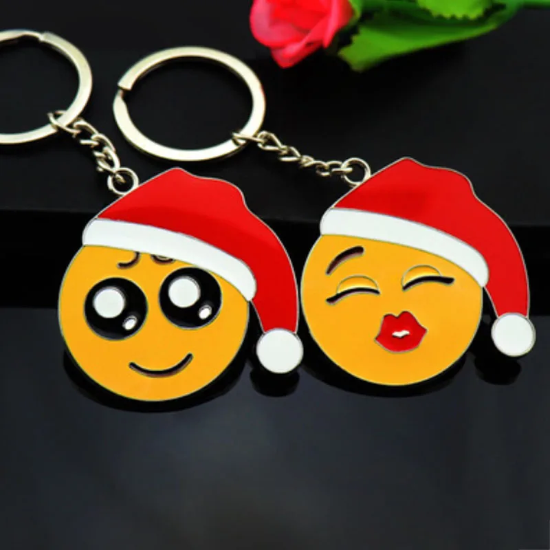 Мультфильм брелок Рождество Diy смайлик лицо Pom pom ПВХ сумки брелки для ключей цепь нейтральный пом брелок на подарок красный
