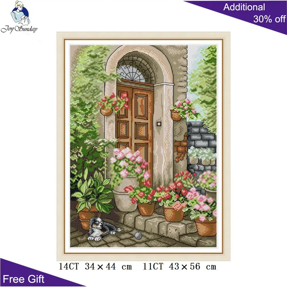 

Joy Sunday The Porch Of Summer Flowers Cross Stitch FA043 14CT 11CT Counted and Stamped Home Decor Flowers Cross Stitch kits