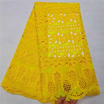 

5yard dubai fabric african 100%cotton yellow swiss voile lace swiss voile lace in switzerland 2020 high quality dry lace fabrics