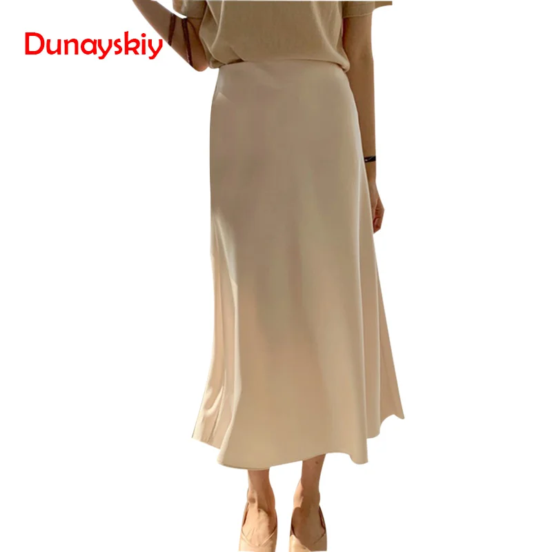 Летняя элегантная женская длинная юбка с высокой талией, однотонная, трапециевидная, Faldas Mujer, женская, однотонная, тонкая, Jupe Femme Saia Longa