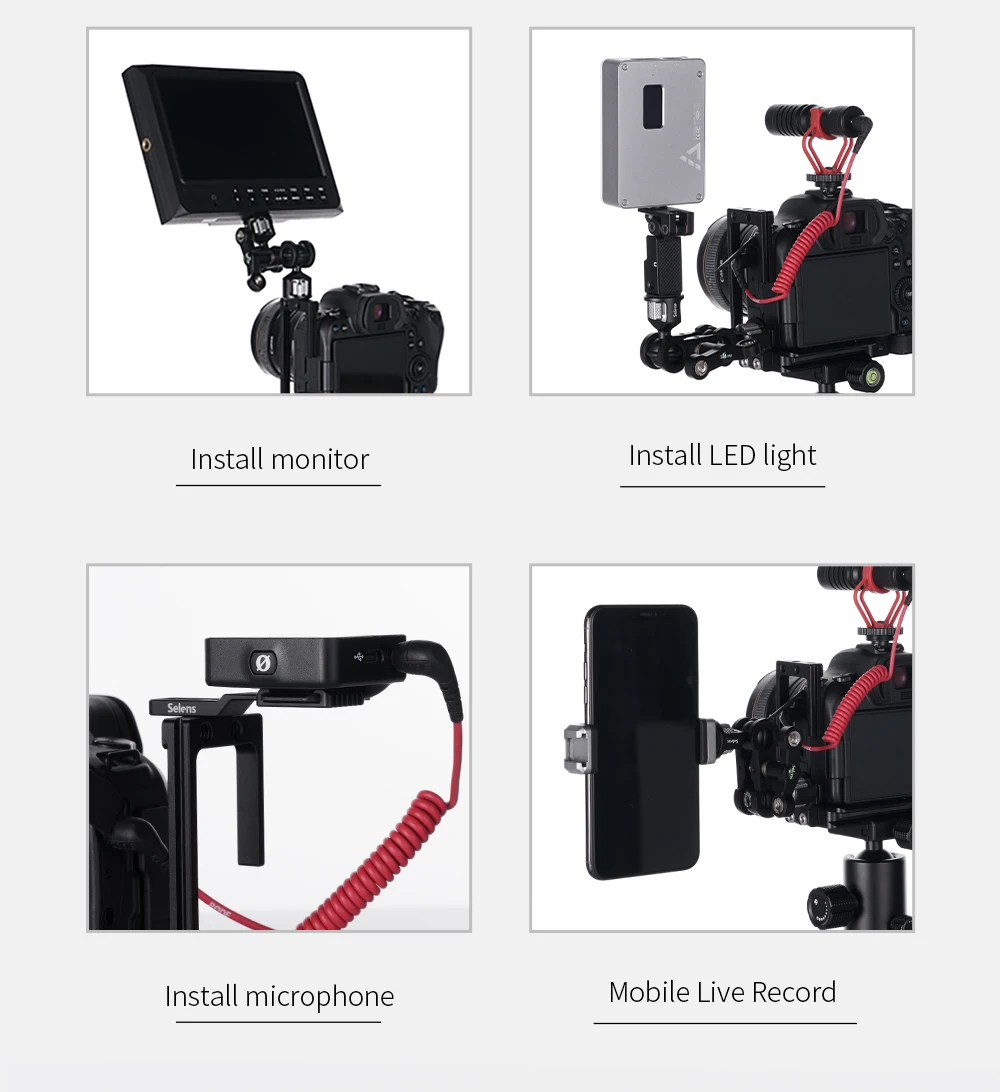 Selens Camera L-Bracket For Canon EOS R5 and R6 With Arca-Type 1/4" Accessory Th