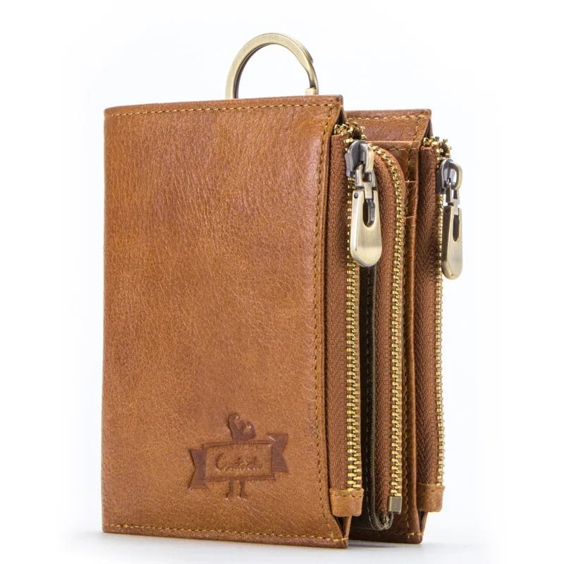 

Genuine leather men wallets RFID credit card holders mens wallet with coin purse man chain walet male clasp purse male portmane