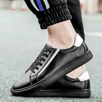 

Men Sneakers shoes Fashion High Quality Soft Simple Casual Shoes Men Comfortable Breathable Genuine Leather black White Shoes