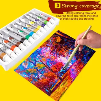 

12 Colors 12ml Watercolor Paints Tube Hand-painted Supplies Water Gift For Beginner Drawing Color Set Pigment Painting Oil I1M7