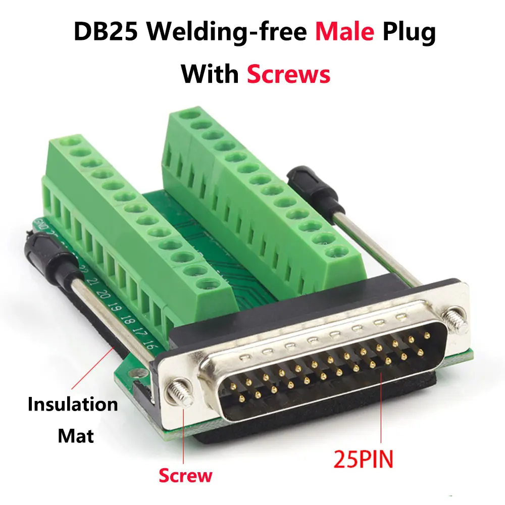 DB25 без сварки штекер гнездо 2 ряда 25 Pin последовательный порт разъем D Sub