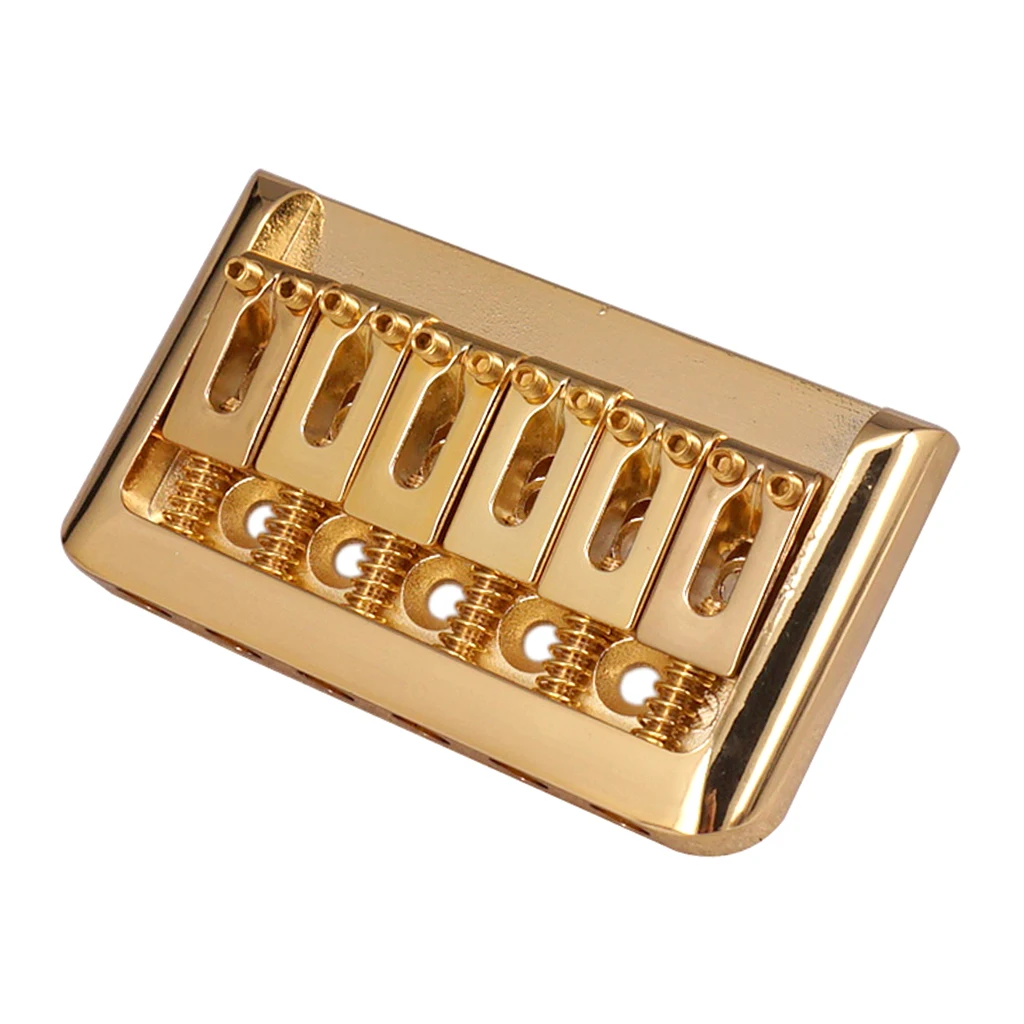 Metal Guitar Saddle Bridge Tailpiece for 6 String Electric Guitar Bass, Gold