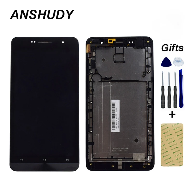 

For Asus Zenfone 6 A600CG A601CG T00G Full LCD Display Panel Module + Black Touch Screen Digitizer Sensor Assembly Frame