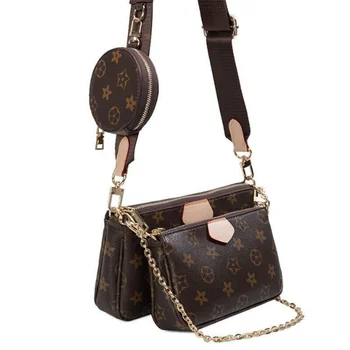 

Vintage Printing Handbag 3-IN-1 Fashion Brand Messenger Bags for Women Pu Leather Crossbody Bag Lady Small Purse Handbag Totes