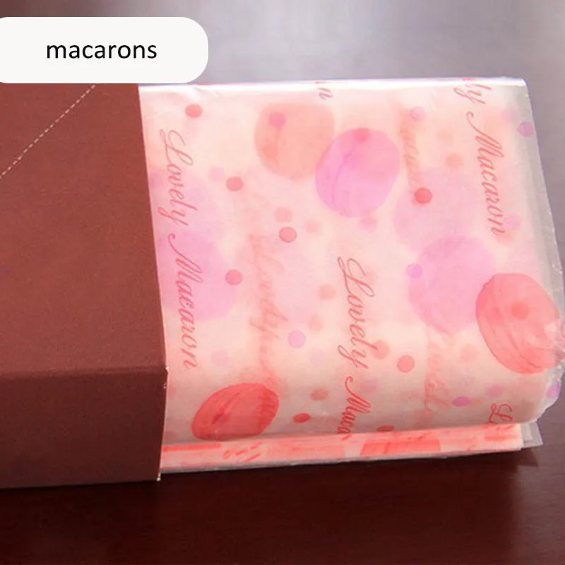 macarons 50 шт. пищевая вощеная бумага обертки пищевая смазка бумажные инструменты для выпечки хлеб бургер фри посылка оберточная бумага - Цвет: macarons