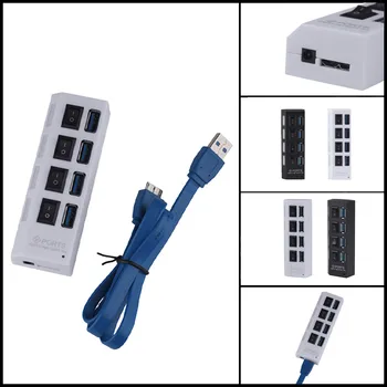 

Support 1TB 4-Port USB3.0 Super Speed 5Gbps Hub With ON/OFF Switch LED fast charge