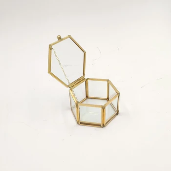 

Geometrical Clear Glass Jewelry Box Jewelry Organize Holder Tabletop Container Home Jewelry Storage Boxes hot