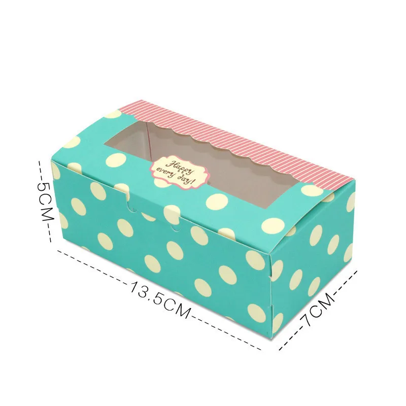 12 шт крафт-бумажные коробки, упаковка для капкейков, Подарочная коробка, розовое окно, цветок, Свадебная коробка для торта, конфет, печенья, игрушки, вечерние сувениры - Цвет: Dots S