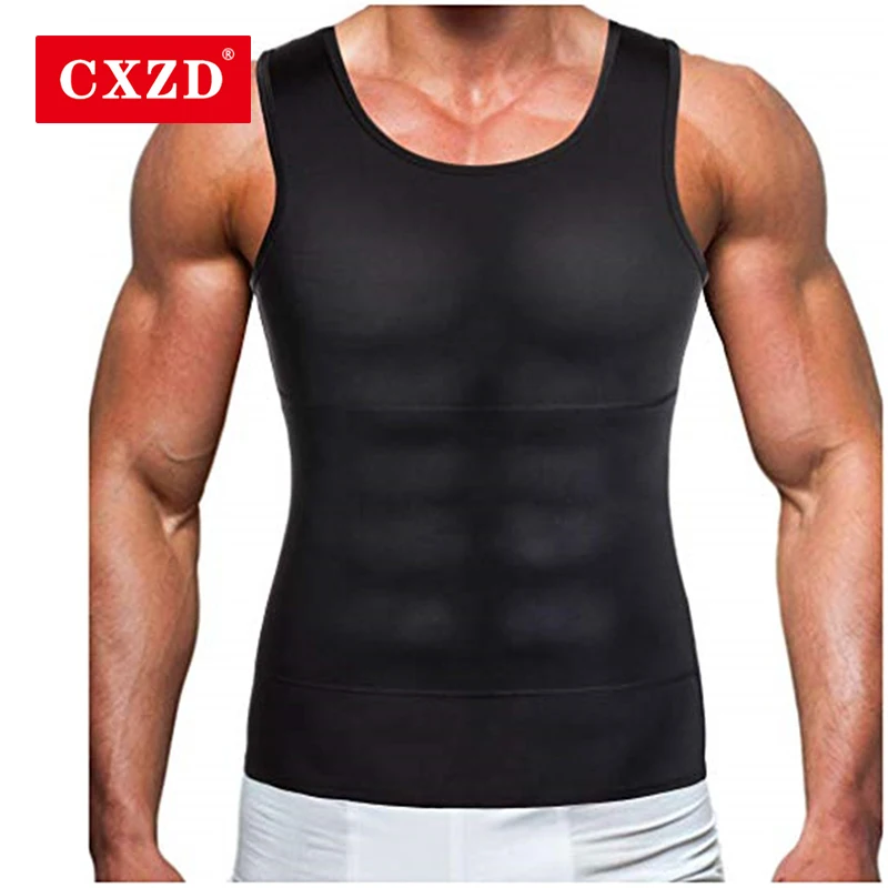 CXZD Men Compression Shirt Shapewear Slimming Body Shaper Vest Undershirt Weight Loss Tank Top Corset Vest Tummy Belly Control