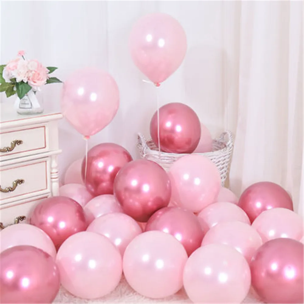 20pcs Pink Silver Confetti balloons Set Chrome metallic ballon Birthday Party Wedding Decoration Wedding Anniversary globals images - 6