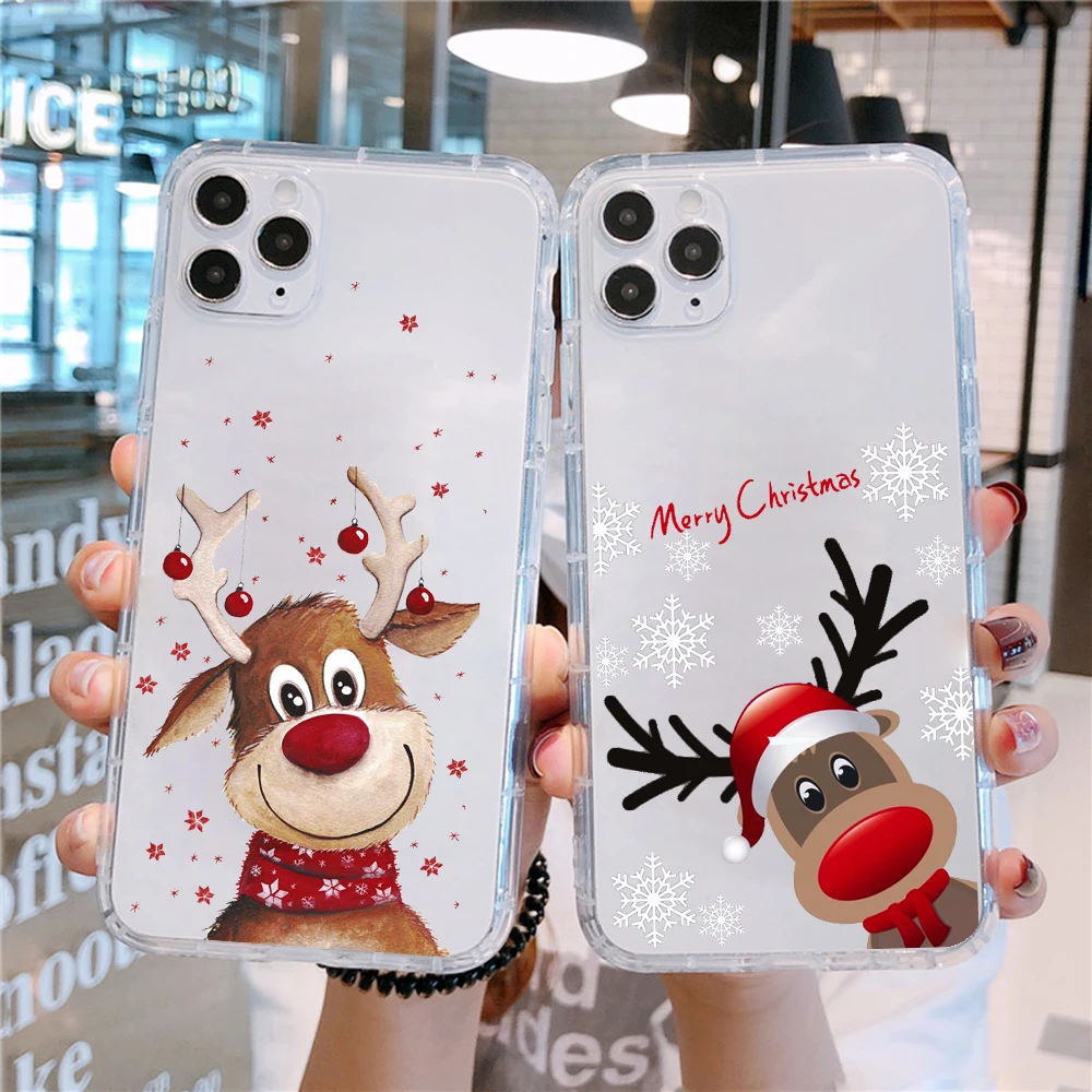 

PUNQZY Soft TPU Christmas Elk Santa Claus Phone Case For SamSung Galaxy S20 S10 S9 S8 Plus A50 A70 S11 Wapiti Christmas Gift