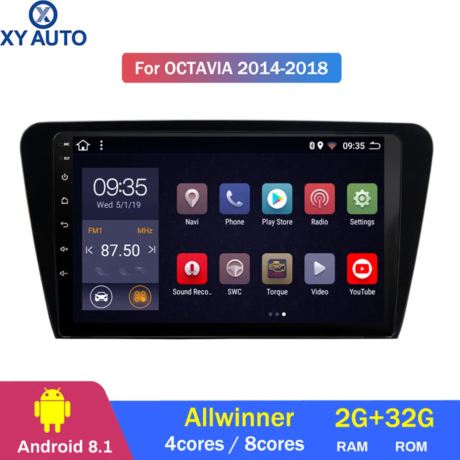 10 1 дюймовый 2.5D IPS HD мультисенсорный экран Android 2013 2 Гб ОЗУ 32 ПЗУ NAVI для SKODA Octavia 2018-с