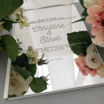 

Mirror Guest Book Wedding Personalized Engrave Carve Custom Guestbook Customized Names Date Party Vintage Royal Retro G016