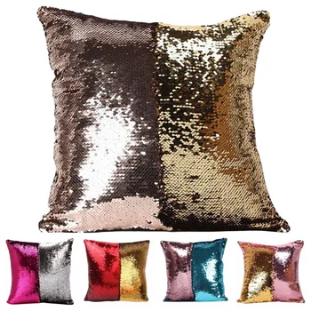 

Magic Letter Double Color Glitter Sequins Throw Pillow Case Cafe Home Square Cushion Covers
