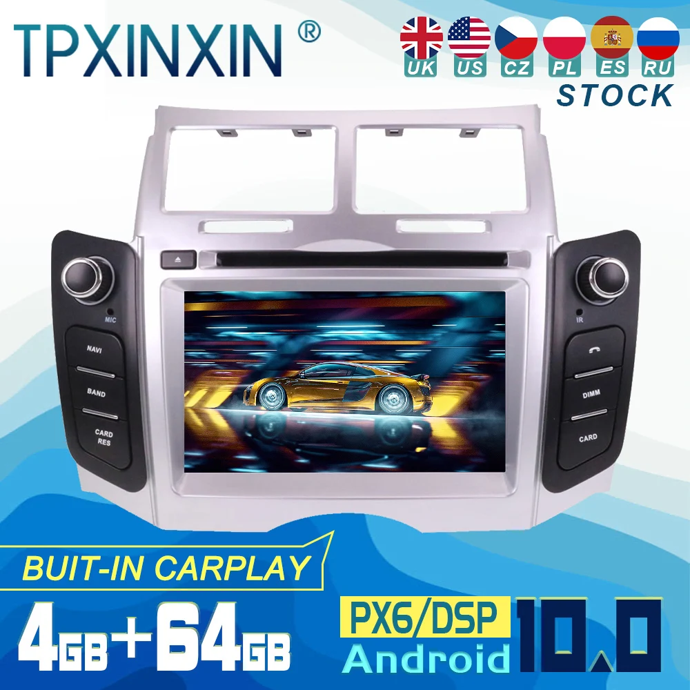 

For Toyota Yaris 2005-2011 Android 10 Carplay Radio Player Car GPS Navigation Head Unit Car Stereo CD DVD WIFI DSP BT