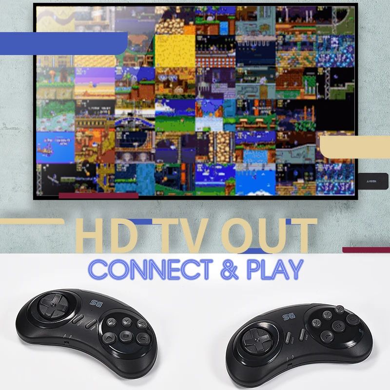 DATA FROG-Sega Genesis 게임 스틱 hdmi용 16 비트 MD 무선 게임 콘솔, Sega Genesis 미니/메가 드라이브용 900 + 게임 호환