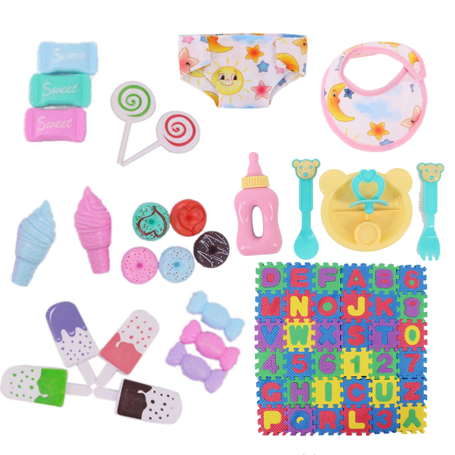 Doll Accessories Letter Cushion Tableware Mini Dessert Model Underwear Saliva Towel For 18 Inch American Doll&43Cm New Born Baby doll accessories