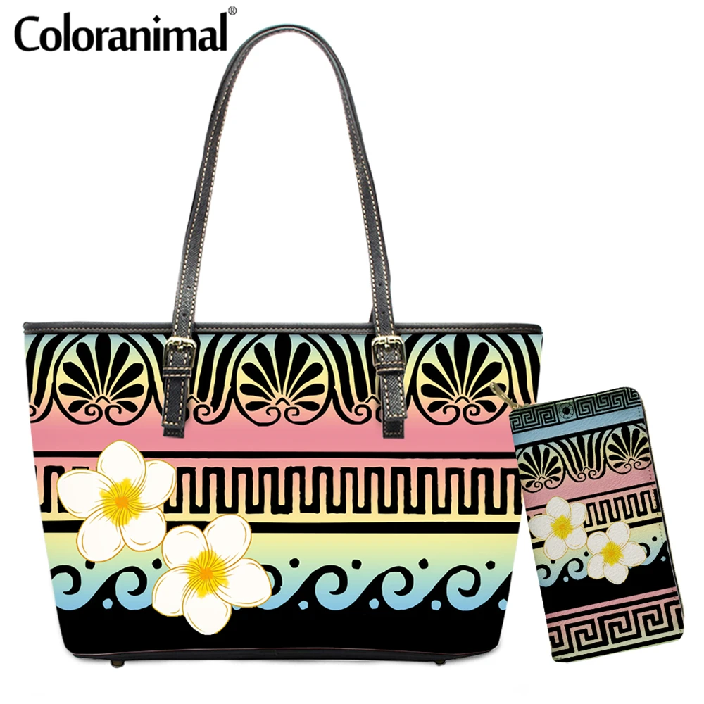 Модная плечевая женская сумка Coloranimal с принтом Plumeria кожаный комплект сумок