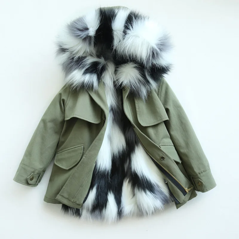 as picture Dollplus/-30 градусов зимняя куртка пальто с мехом для девочек; детская одежда; теплая куртка с капюшоном пальто из искусственного меха девушки верхняя одежда Для мальчиков ясельного возраста куртка - Цвет: as picture