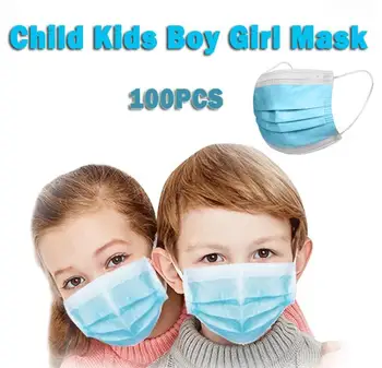 

100pcs Child Face Mask 3-Ply Anti-Dust Anti Dustproof Mouth Masks Children's Mask Kids Health Elastic Face Maskes Anti-bacterial