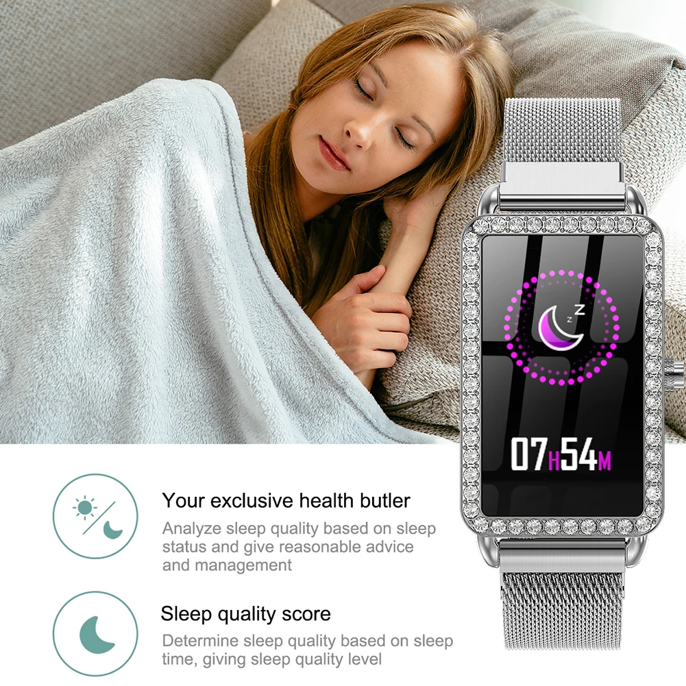 Спортивный Водонепроницаемый Смарт-часы Для женщин умный браслет Bluetooth гаджет с монитором и датчиком подсчета сердечного ритма, Фитнес трекеры Smartwatch металлический чехол