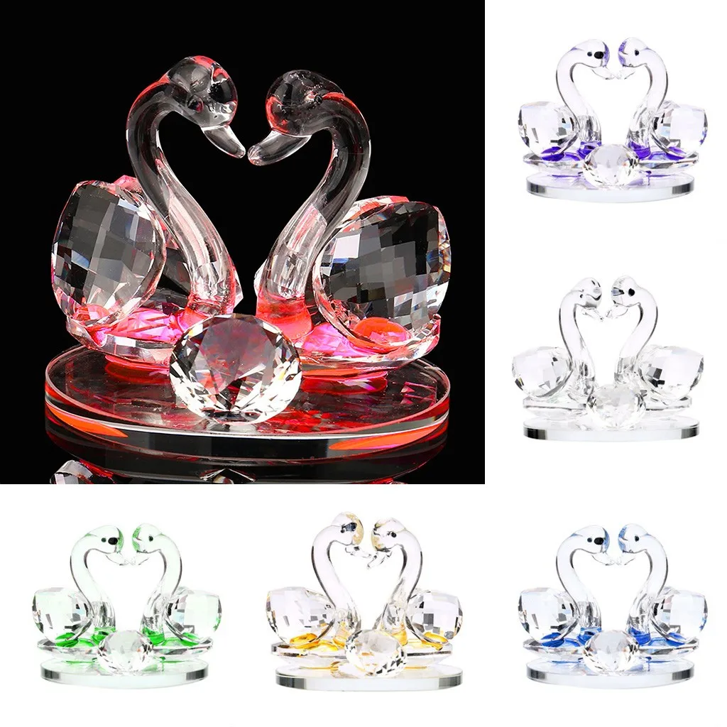 Creative Swan Crystal Glass Figure Paperweight Ornament Decor Collection Living Room Desktop Ornaments Home | Дом и сад