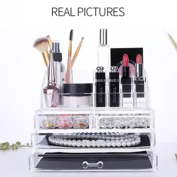 

Acrylic Transparent Makeup Organizer Storage Boxes Make Up Organizer Cosmetics Brush Organizer Storage Drawer Set