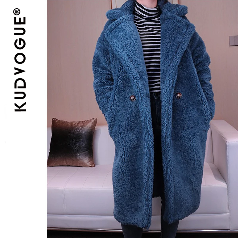 Teddy Coats Women Winter Oversized Long Pink Thick Faux Fur Teddy Jackets Ladies Warm Leopard Fur Coats Plush Overcoats